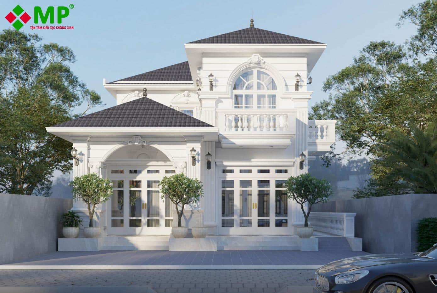 Biệt thự tân cổ điển kết hợp 2 phòng khách hiện đại